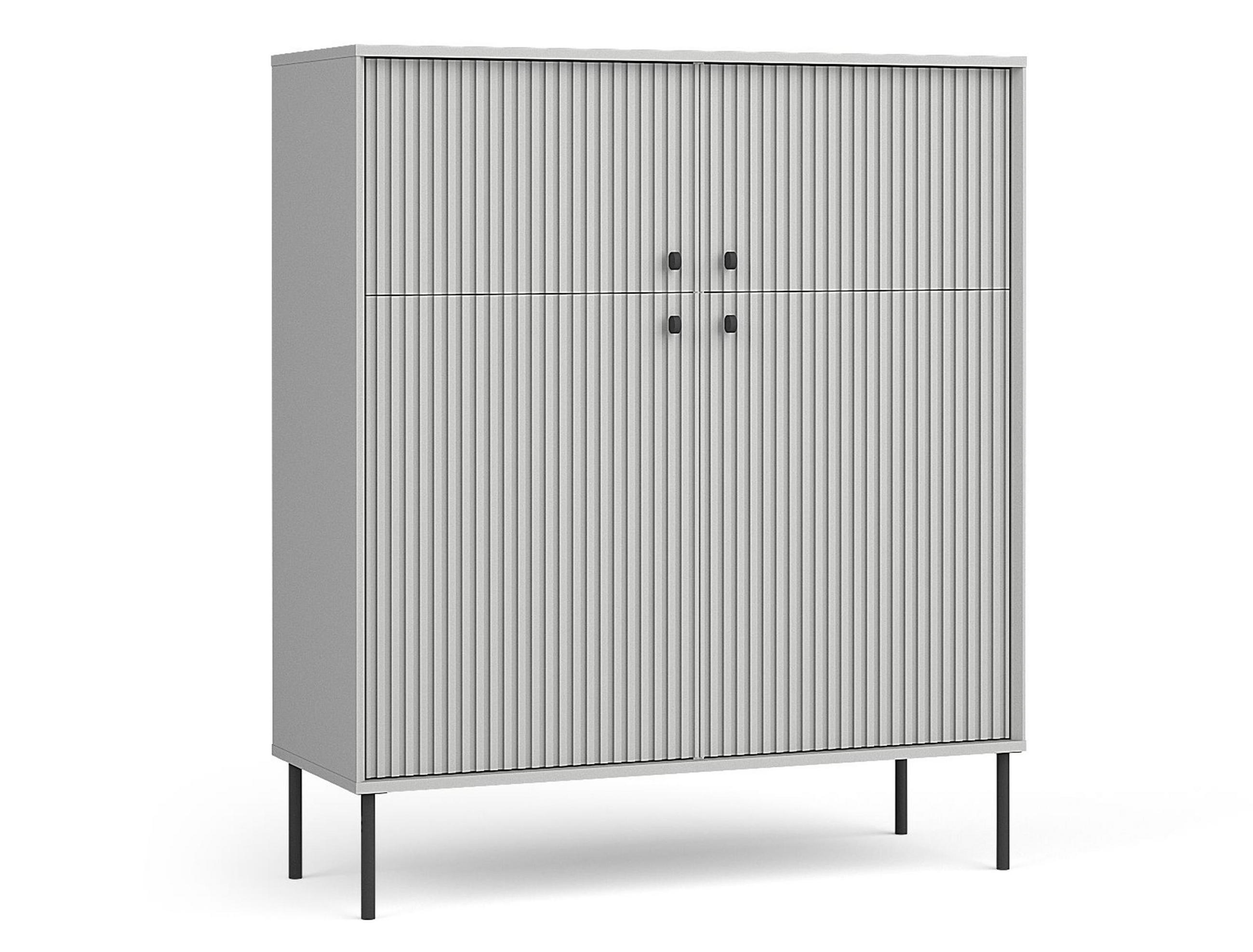 SIDEBOARD Irelis 4T Grau 105,4/122,4/41 cm – mit geriffelten Fronten, mit schwarzen Beinen - Schwarz/Grau, Holzwerkstoff/Metall (105.4/122.4/41cm) - AX Living