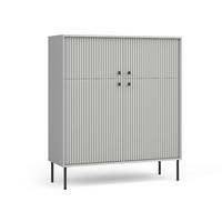 SIDEBOARD Irelis 4T Grau 105,4/122,4/41 cm – mit geriffelten Fronten, mit schwarzen Beinen - Schwarz/Grau, Holzwerkstoff/Metall (105.4/122.4/41cm) - AX Living