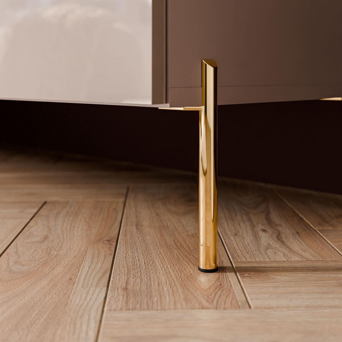 TV-ELEMENT AURA 100 KASCHMIR Hochglanz auf geraden goldenen Beinen - Kaschmir/Schwarz, Holzwerkstoff (100/50/40cm) - Lookway