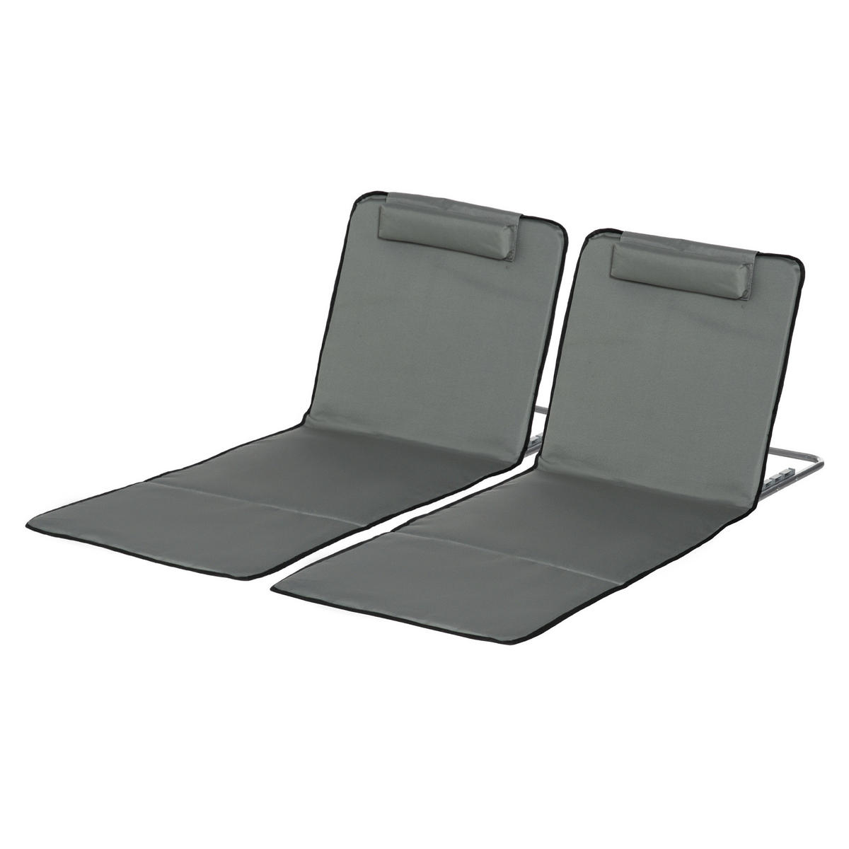SONNENLIEGE Set mit 2 klappbaren Strandliegen mit 5-fach verstellbarer Rückenlehne und Tragetasche,124*53*45 cm,,Grau - Grau, Metall (53/45/124cm) - Vallsero