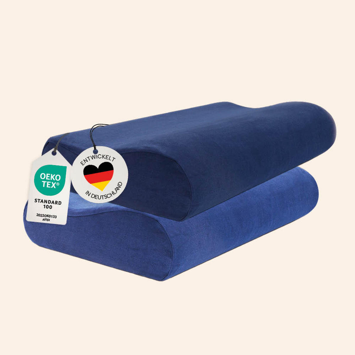 KISSENBEZUG für orthopädisches Nackenkissen, DOPPELPACK Blau 60x30 cm - Blau, Textil (30/60cm) - casimum
