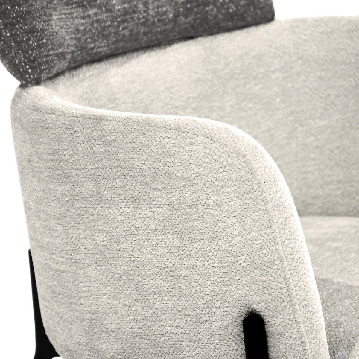 ARMLEHNENSTUHL Osmo mit Metallbeinen, Bouclé-Stoff, Beige+Dunkelgrau - Dunkelgrau/Beige, Textil/Metall (60/85/57cm) - Beautysofa