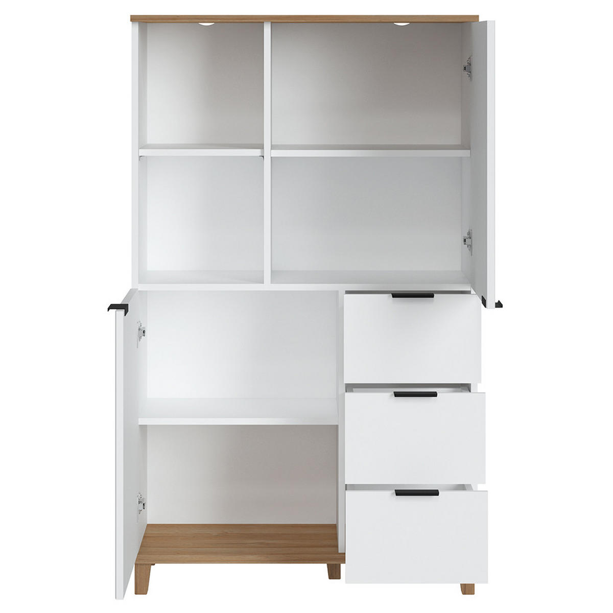 WOHNZIMMER-SET 5-TLG. Plymouth-129 - Weiß, Holzwerkstoff (370/208/40cm) - Lomado