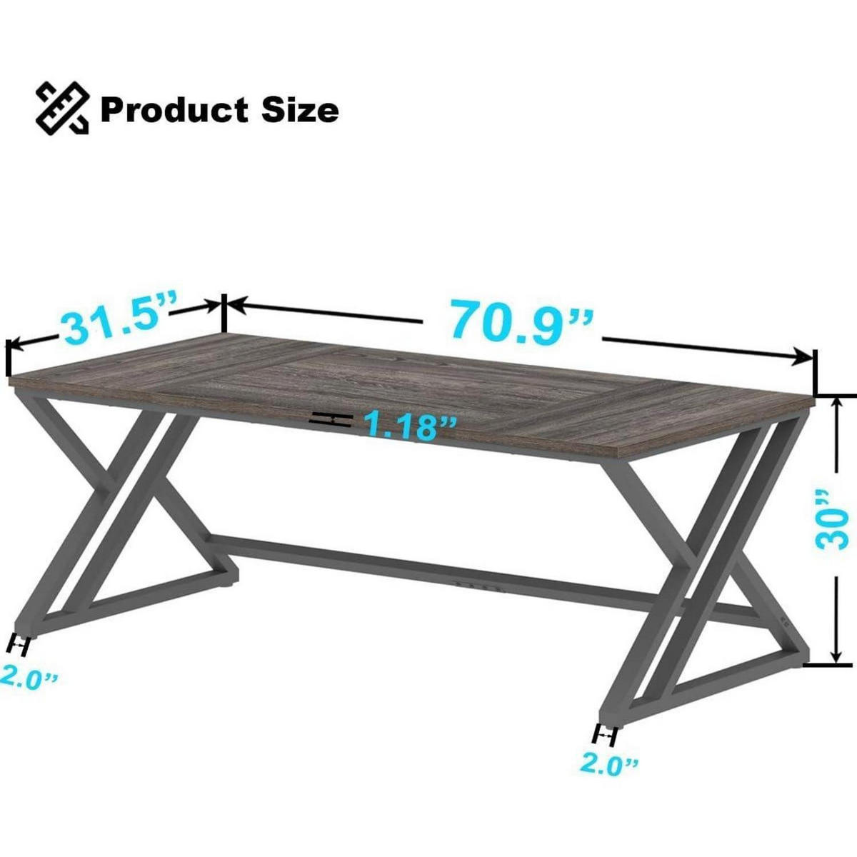 SCHREIBTISCH Dunkelgraue Eiche 180 x 80 x 75 cm - Anthrazit, Holzwerkstoff (80/177.8/75cm)