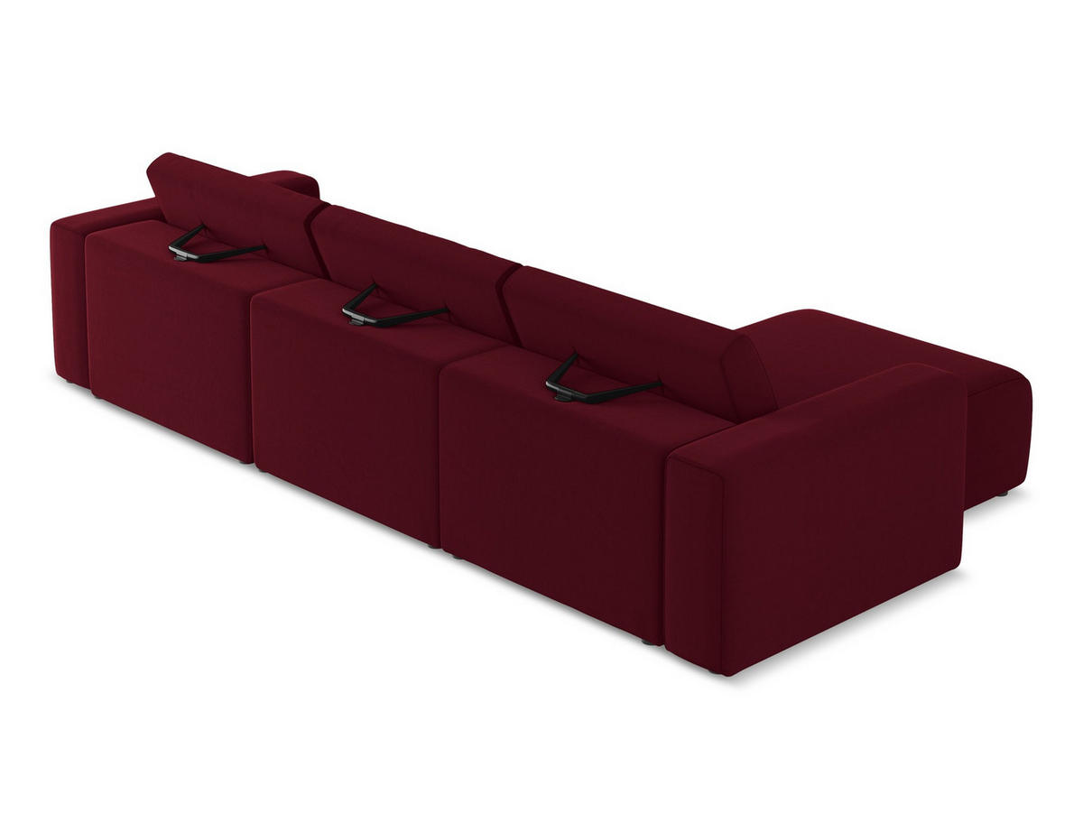 ECKSOFA Links Samt Stoff Rot - Bordeaux/Beige, Kunststoff/Textil (167/314cm) - Makamii