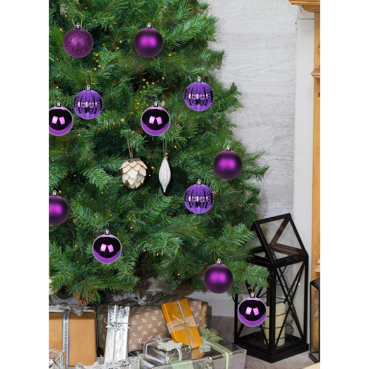 WEIHNACHTSKUGELN 12-teiliges Set 8 cm Lila Bruchsicher Kunststoff - Lila, Kunststoff (8/8/8cm)
