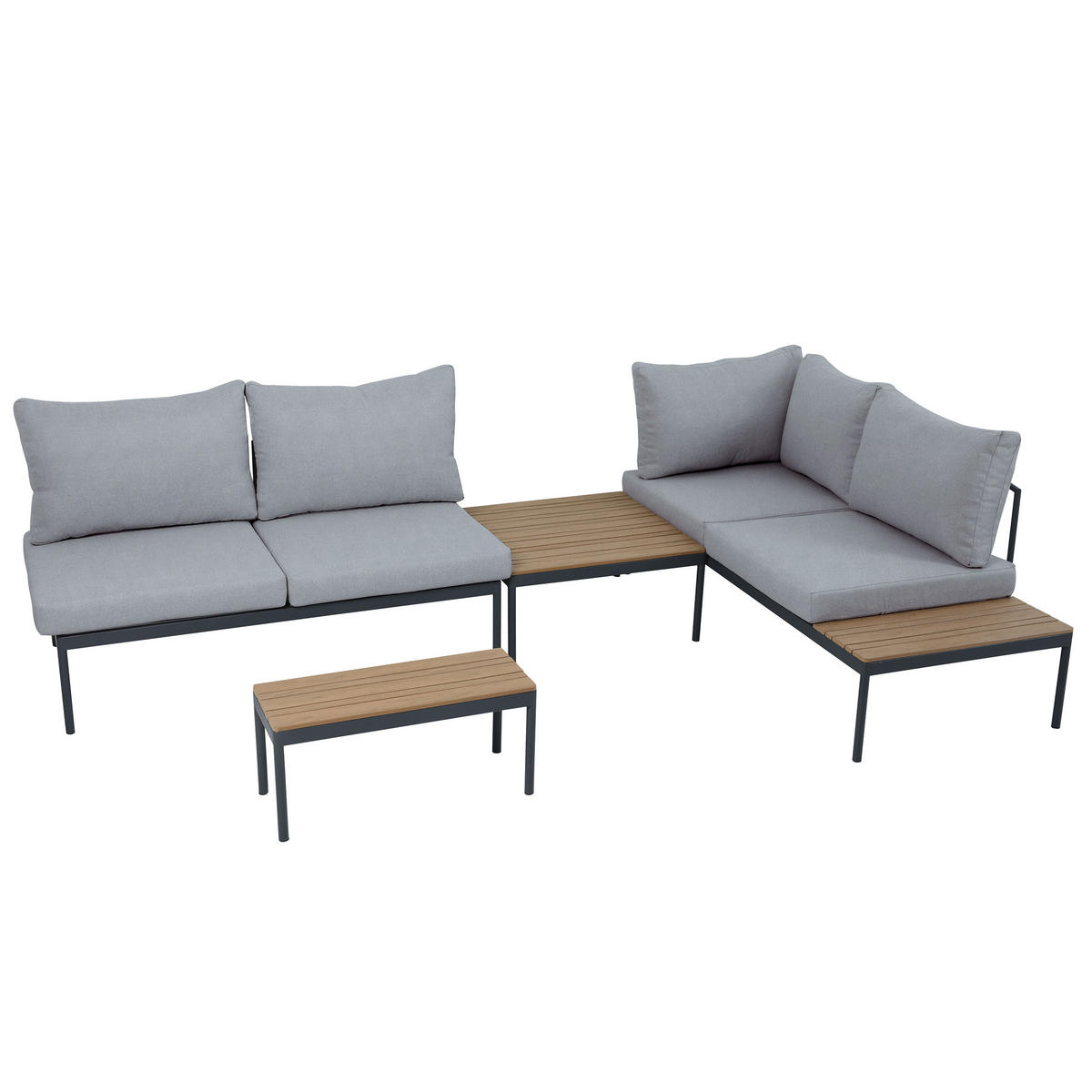 ZAHRADNÍ SADA Livorno, modulární konstrukce, s rohovou pohovkou a konferenčním stolkem, kovový rám, světle šedá - světle šedá, kov - Beautysofa