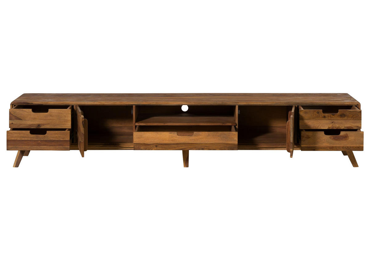 TV-BOARD Sheesham 260x40x48 natur sandgestrahlt lackiert MALMÖ 2 #226 - Naturfarben, Holz (260/48/40cm) - Massivmoebel24