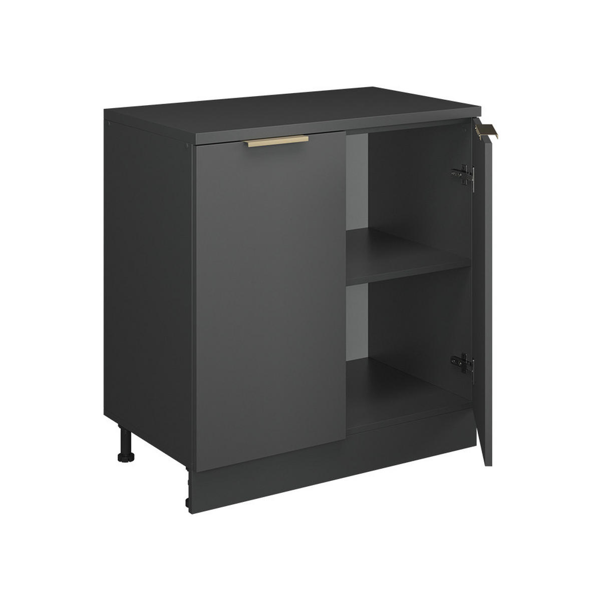 KUHINJSKA OMARA ZA POŠEVNE STREHE R-Line, Antracitno-zlata, 80 cm brez naklona z 2 vrati - antracit, leseni material (80/83.8/46cm) - Vicco