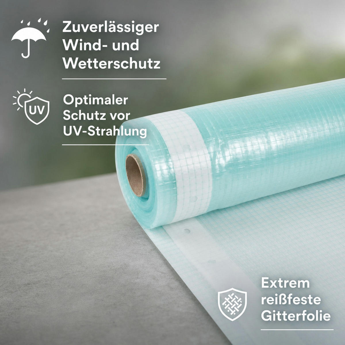 GITTERFOLIE mit Nagelrand 2 Breite x 50 Meter - Türkis, Kunststoff (200/1cm) - BONI-SHOP