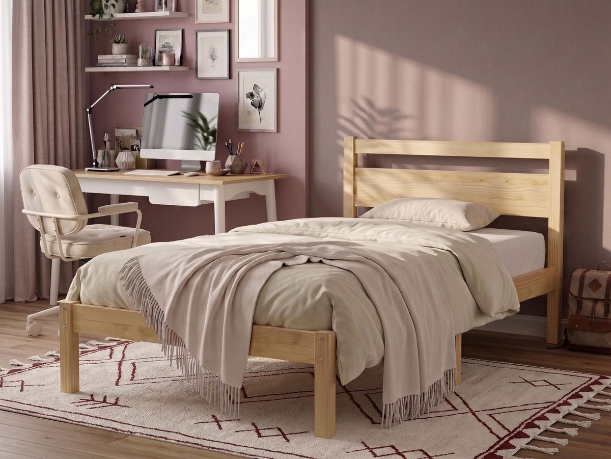 POSTEL s roštem 80/200 cm Borovicové dřevo Světle hnědá Mercurer - hnědá/světle hnědá, dřevo (80/200cm) - Beliani
