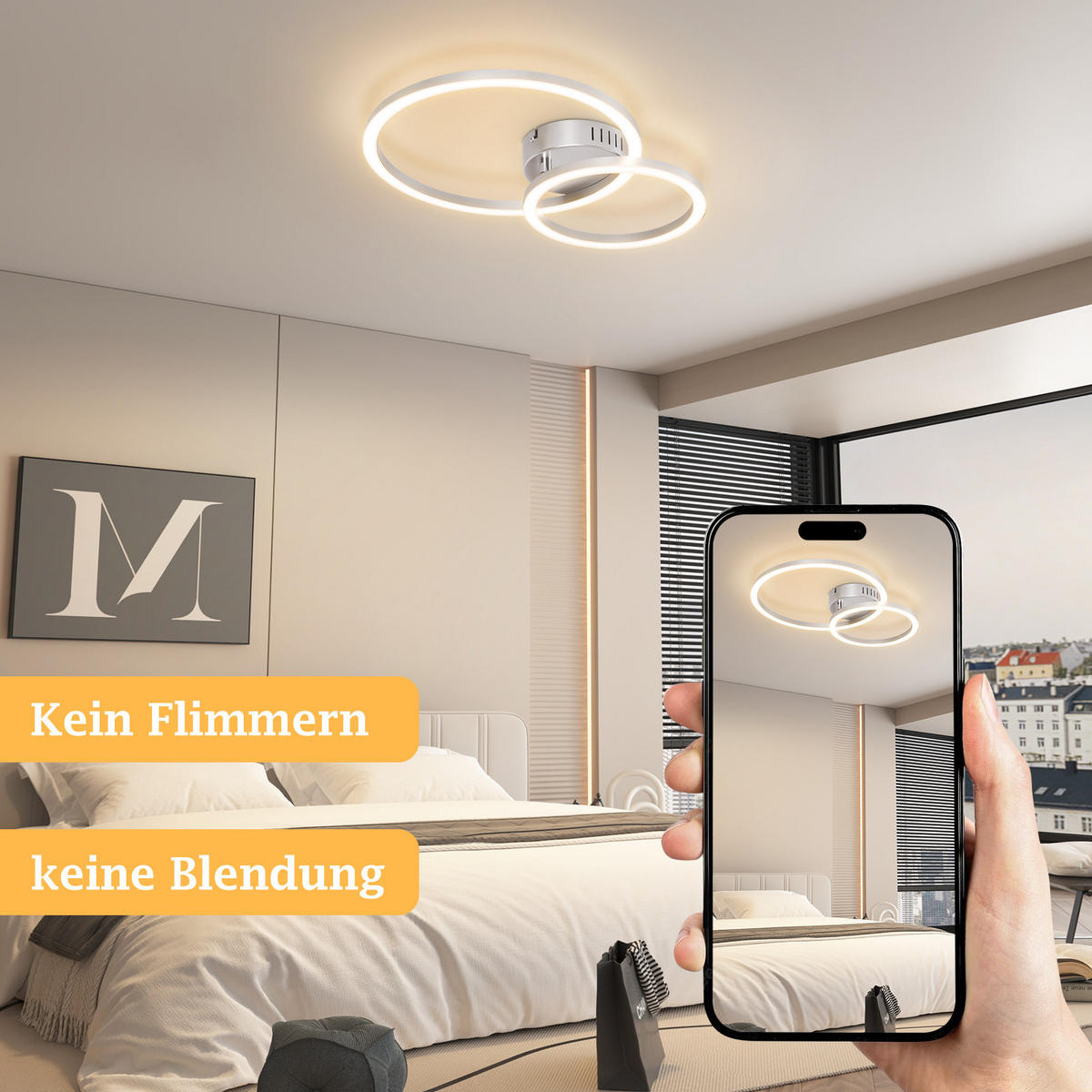 LED DECKENLEUCHTE Sorenne 40.5/30/6.7 cm - Silberfarben, Kunststoff (40.5/30/6.7cm) - ZMH
