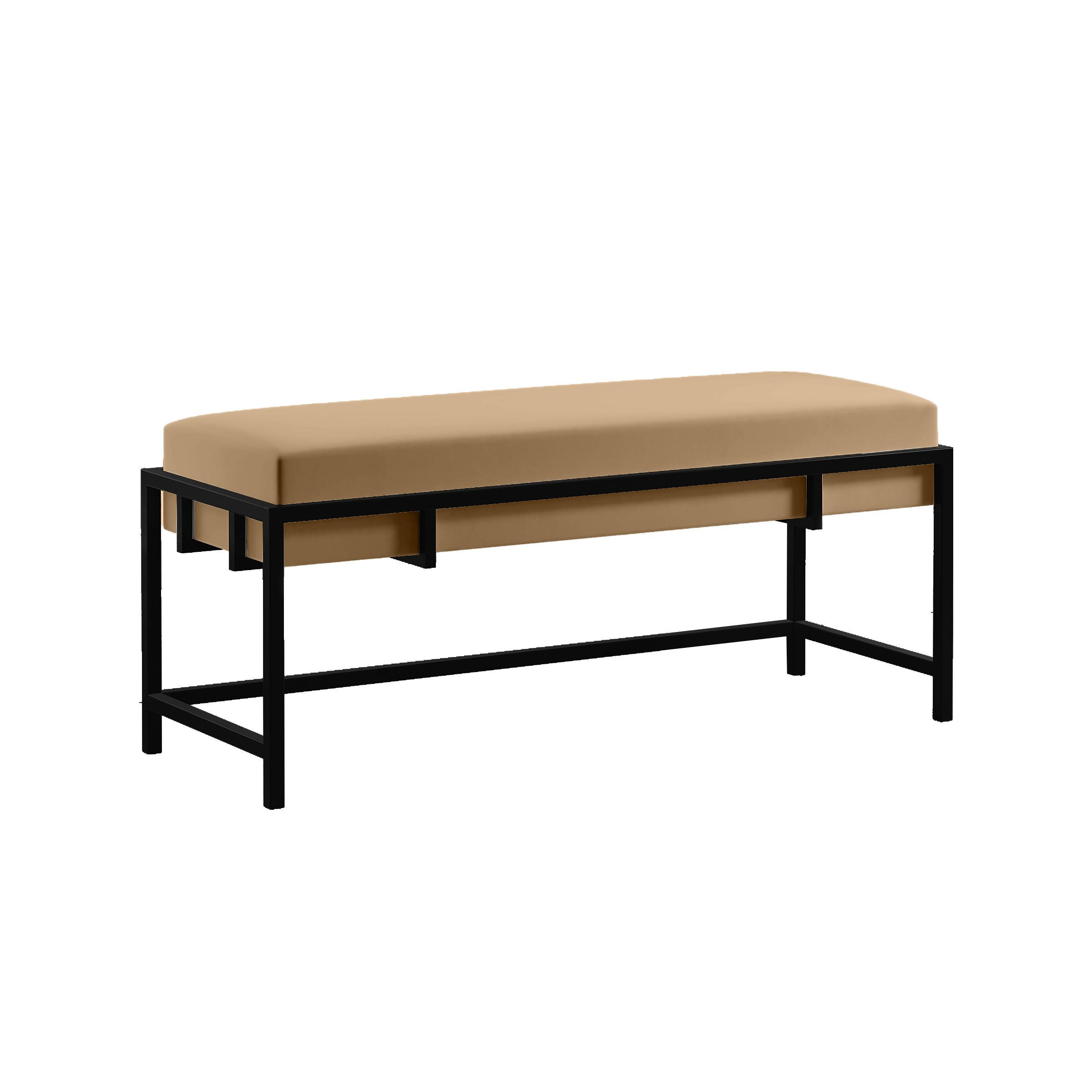 POLSTERBANK LAMO 100 Dunkelbeige, Schwarz Gestell - Beige/Schwarz, Textil/Metall (100/45/35cm) - Bettso