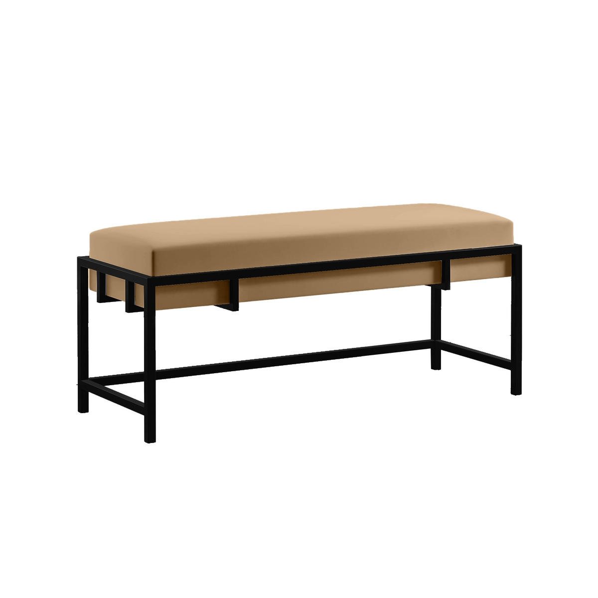POLSTERBANK LAMO 100 Dunkelbeige, Schwarz Gestell - Beige/Schwarz, Textil/Metall (100/45/35cm) - Bettso
