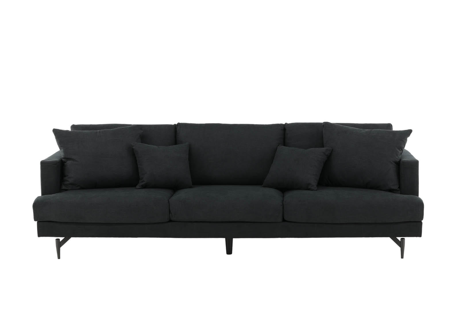 3-SITZER-SOFA Velours schwarz - Schwarz, Textil (255/66/86cm) - ebuy24