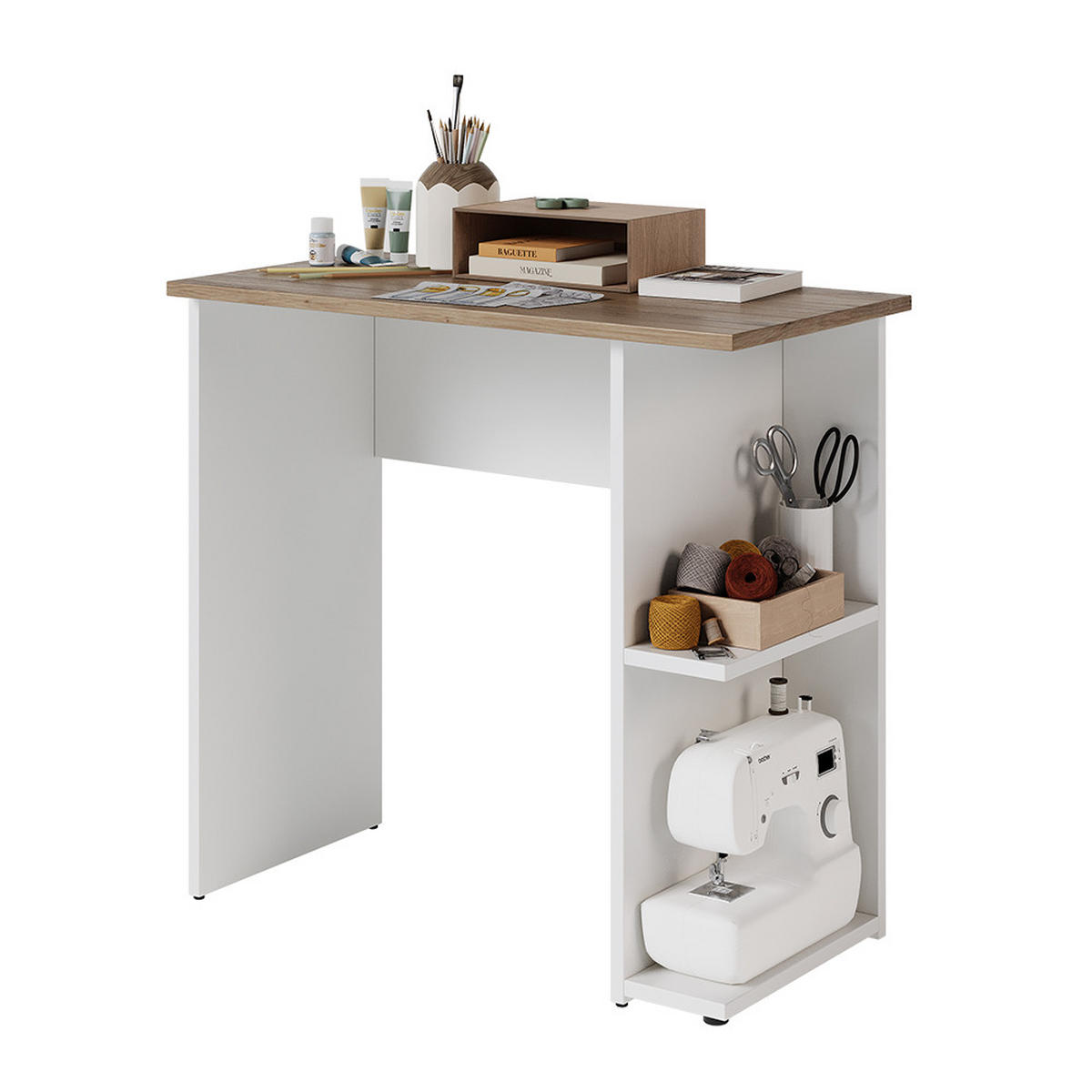 PSACÍ STŮL Simple Bílá/Artisan 80 x 40 cm - bílá/světle šedá, kompozitní dřevo (40/80/76cm) - Vicco