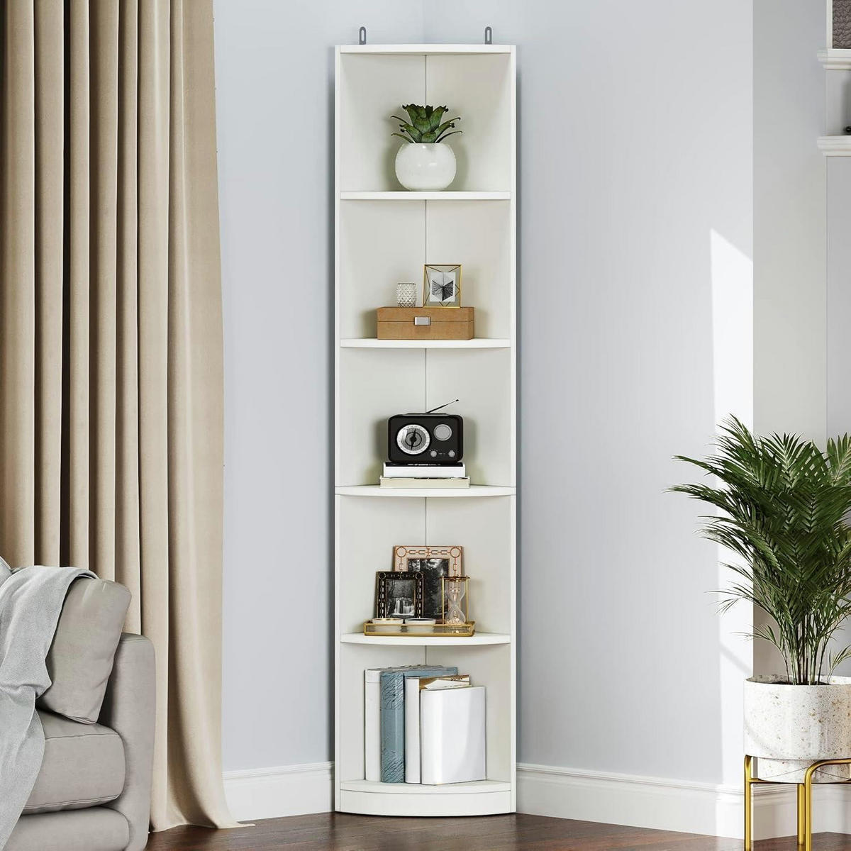 BÜCHERREGAL Weiß 5-stöckig 30 x 180 cm - Weiß, Holzwerkstoff (30/180/30cm)