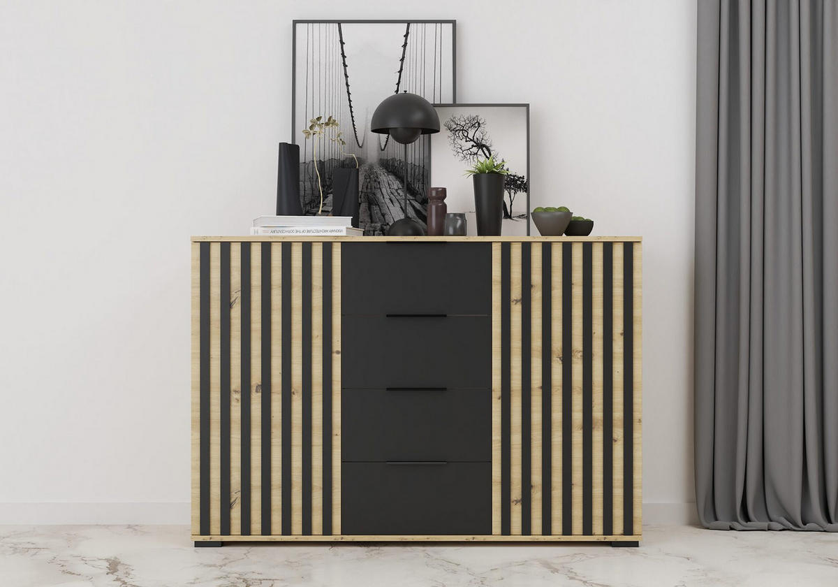KOMMODE - Highboard Vera 2D4S - Eiche Artisan, Holzwerkstoff (135/93/42cm) - Möblo