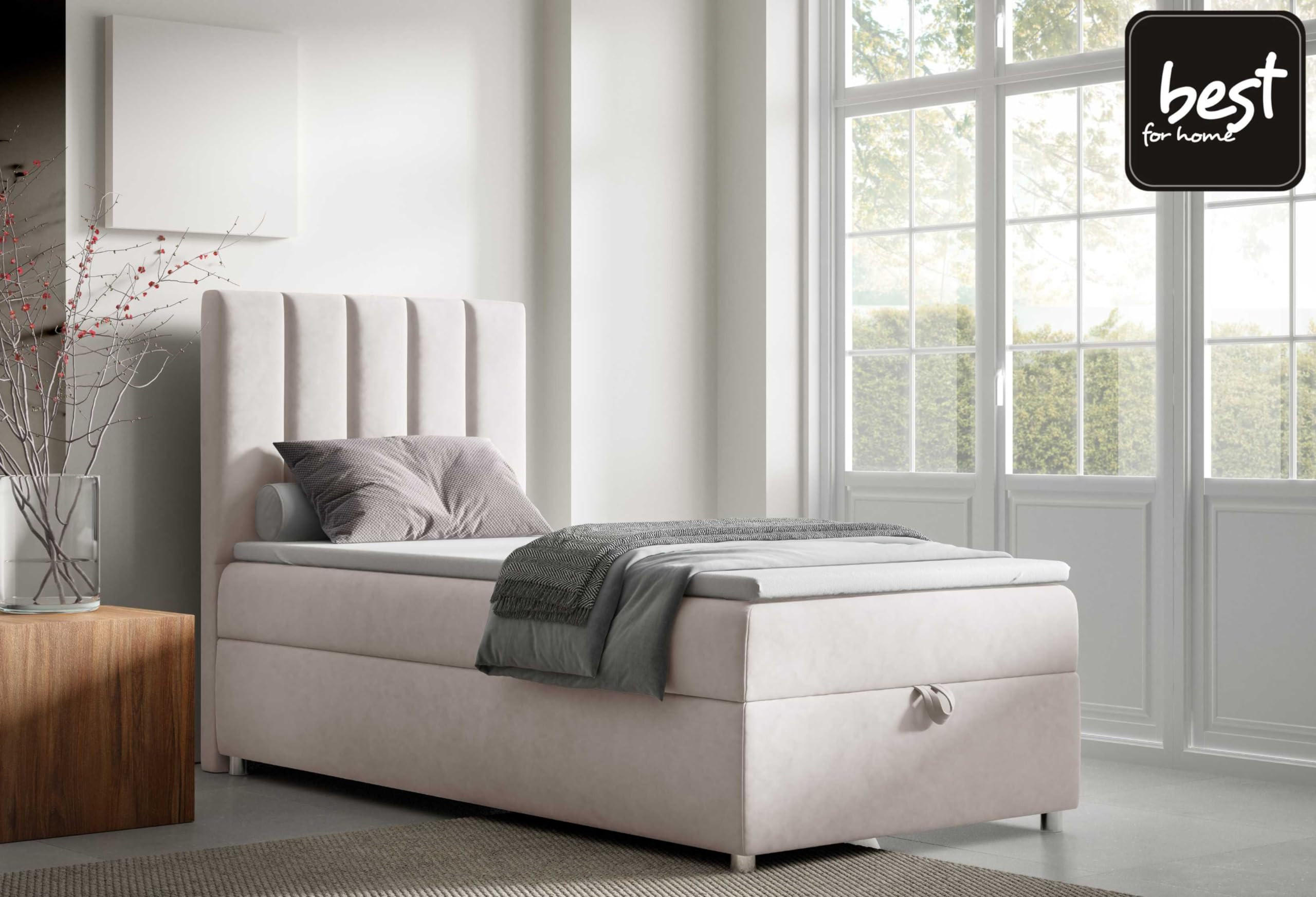 BOXBETT mit Bettkasten Trinity K10-SINGLE Bonellfederkern inkl. Topper - Creme, Holz/Holzwerkstoff (90/200cm) - Best For Home