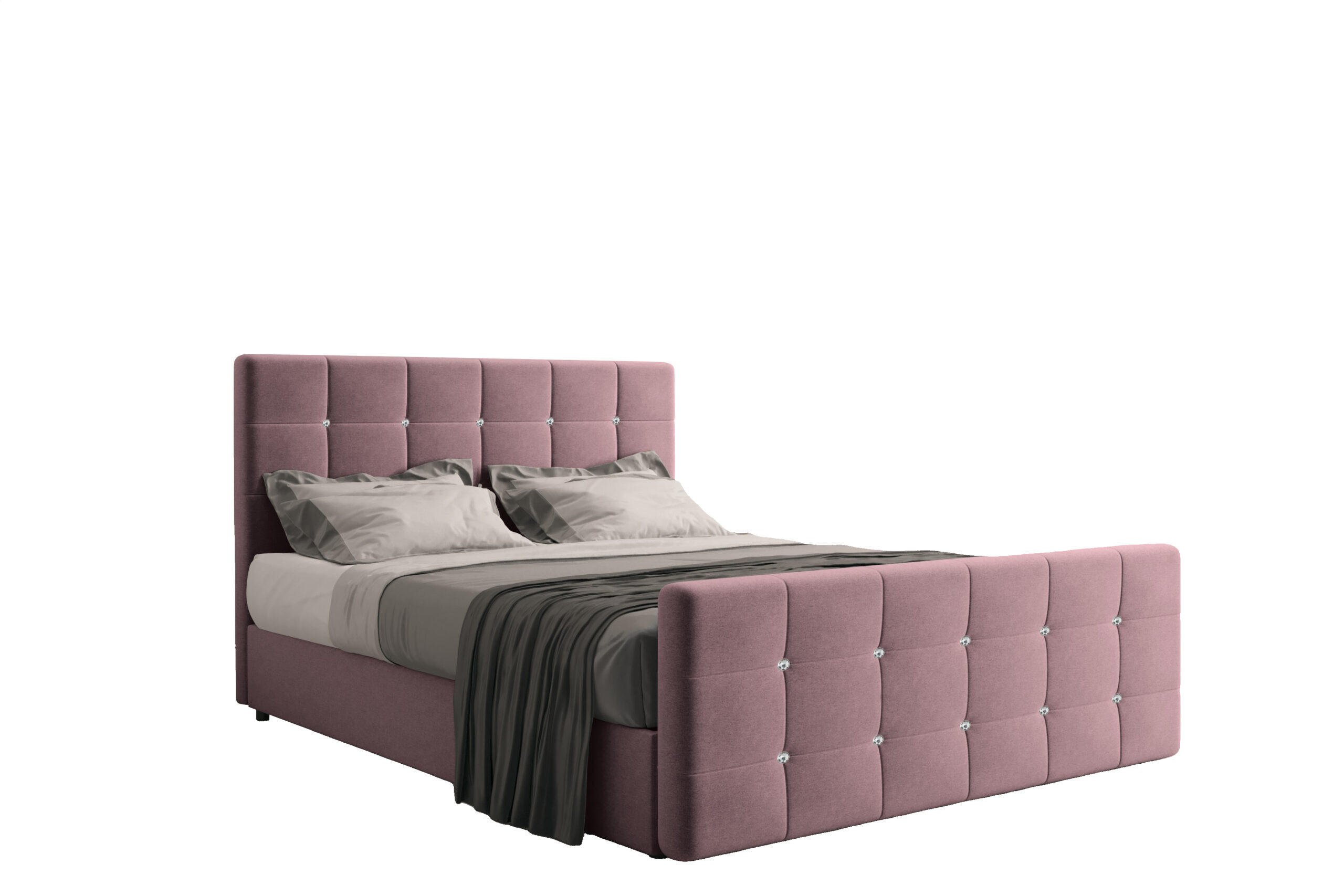 BOXBETT Mit Bettkasten Und Matratze Topper ROMA 180x200 cm Rosa H3-Bonell - Dunkelblau/Rosa, Holz/Holzwerkstoff (180/200cm) - Kaiser Möbel