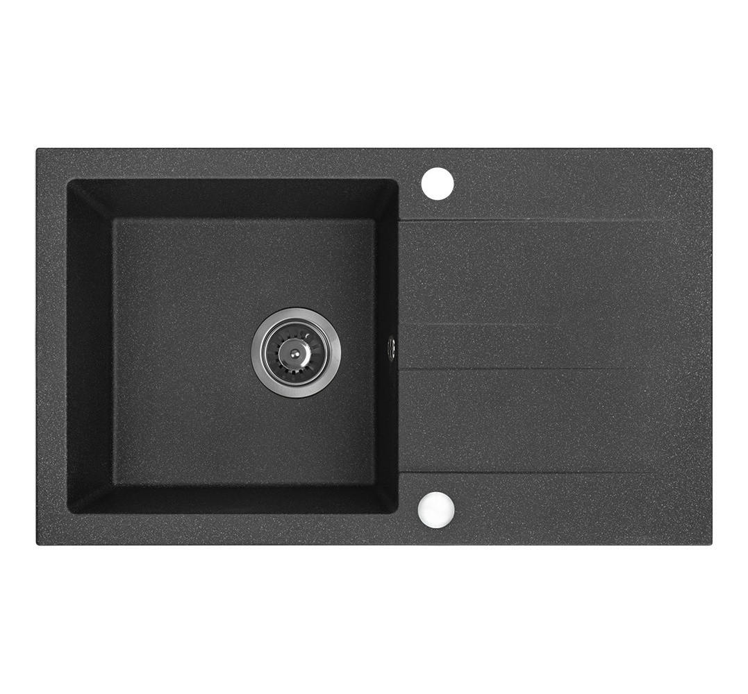 EINBAUSPÜLE Shire Schwarz, Einzelbecken, 44/76/18,5 cm - Schwarz, Stein (44/18.5/76cm) - bad land