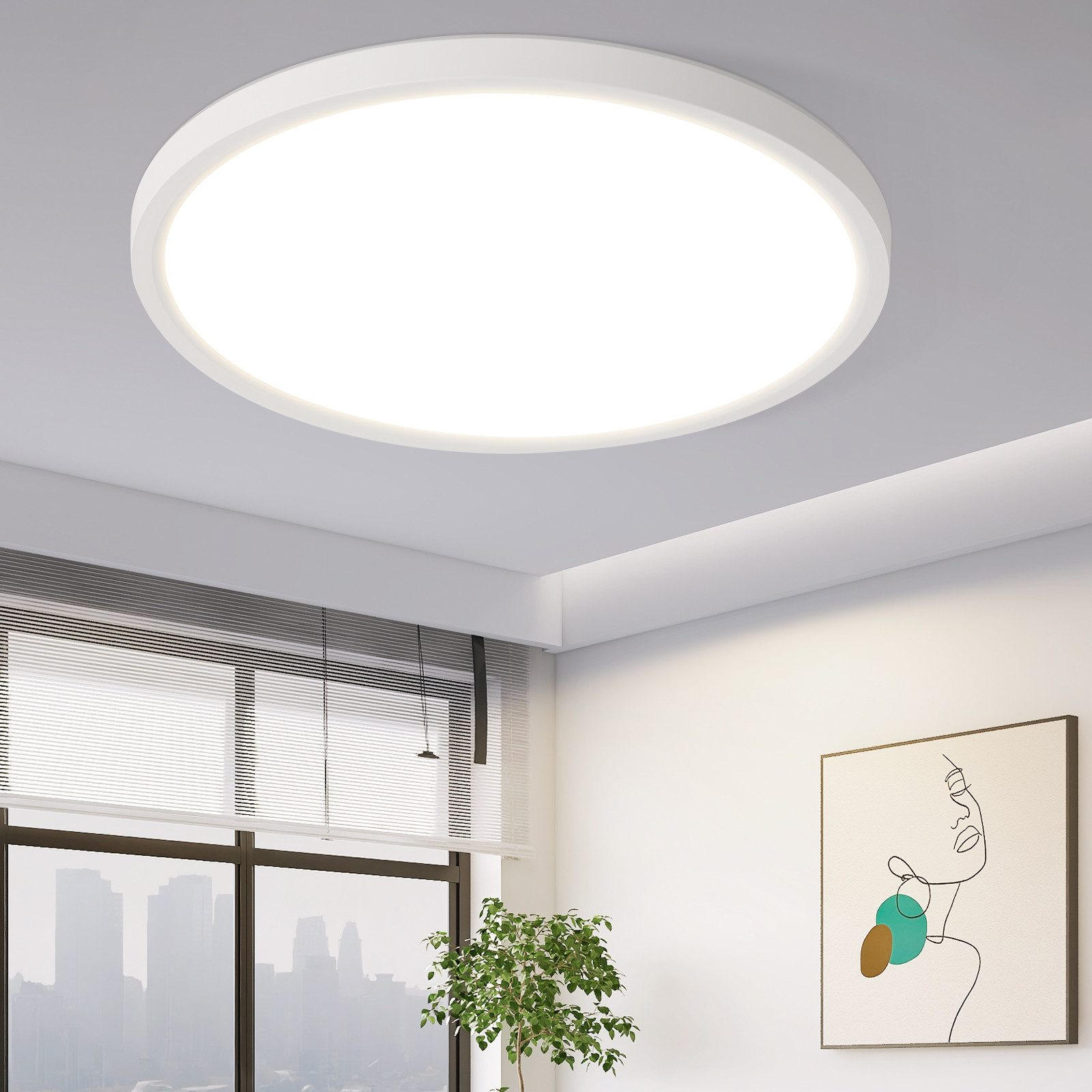 LED-DECKENLEUCHTE Kruger 22/22/2.6cm - Weiß, Kunststoff (22/22/2.6cm) - Nettlife