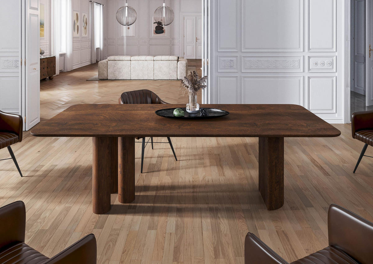 ESSTISCH Mango 240x100x77 dunkelbraun lackiert FLORENZ #212 - Dunkelbraun, Holz (100/240/77cm) - Massivmoebel24