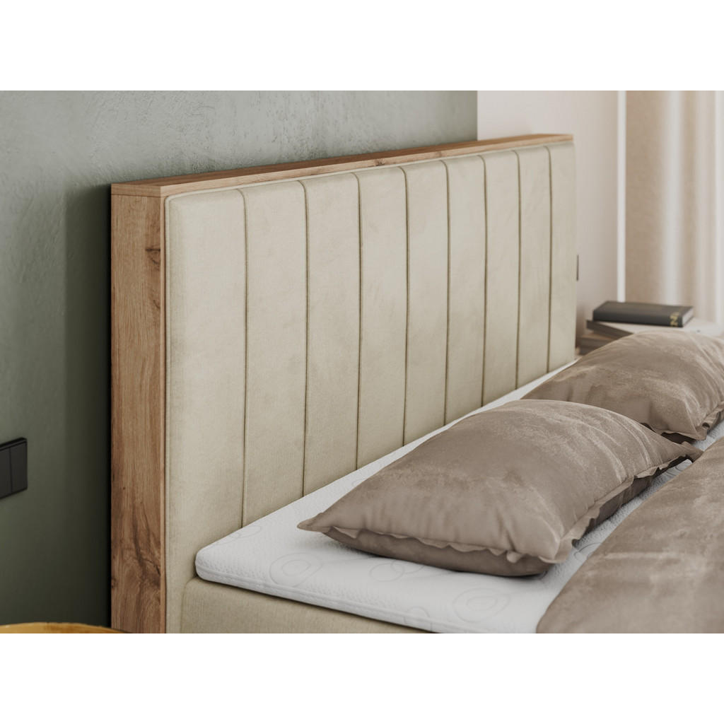 Thumbnail - MKS Boxbett, Beige, Textil, 2-Sitzer, H3, Rechteckig, 200x200 cm, Schlafzimmer, Betten, Boxspringbetten