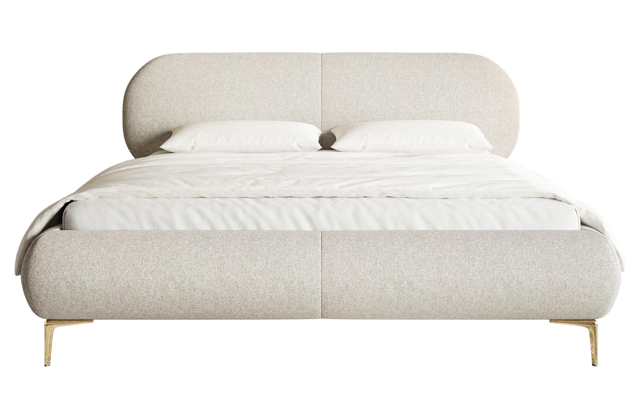 POLSTERBETT Ovalle Cremeweiß mit goldenen Metallbeinen 140 cm - Goldfarben/Creme, Textil/Metall (140/200cm) - Selsey