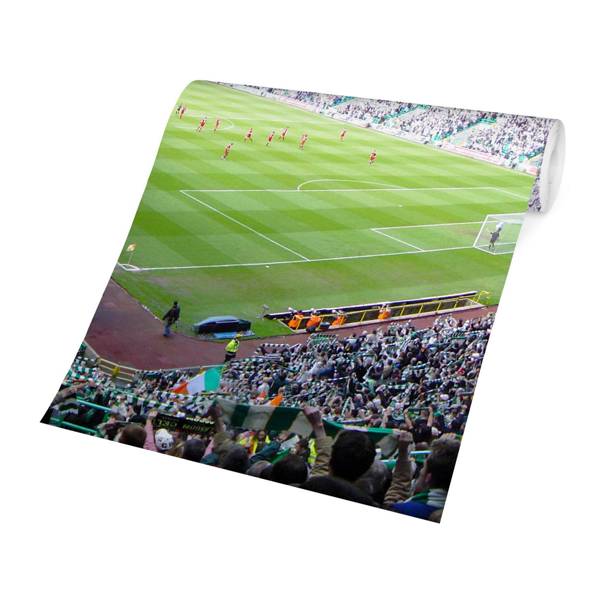 FOTOTAPETE Fußballstadion 288/288 cm - Grün, Papier (288/288cm) - Bilderwelten