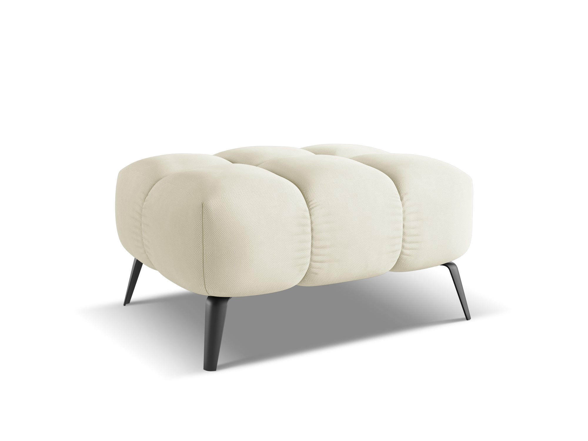 POUF Chenille Stoff Beige - Beige/Schwarz, Textil/Metall (78/41/60cm) - Makamii