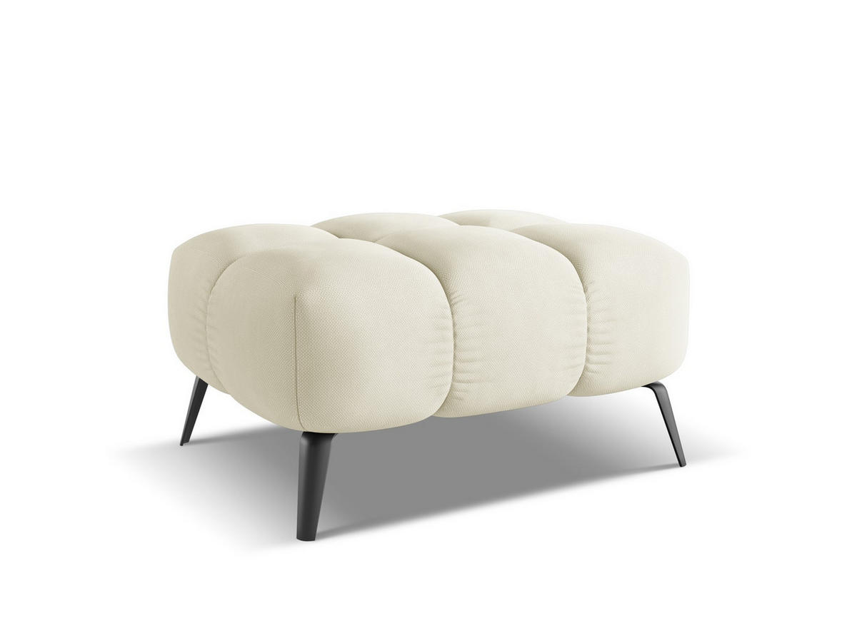 POUF Chenille Stoff Beige - Beige/Schwarz, Textil/Metall (78/41/60cm) - Makamii