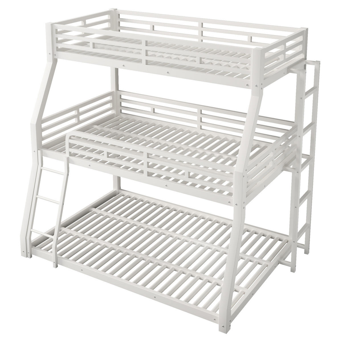 ETAGENBETT aus Metall 90x200 / 120x200 / 140x200 cm Weiß mit 2 Leitern - Weiß, Metall (90/200cm) - Modfu