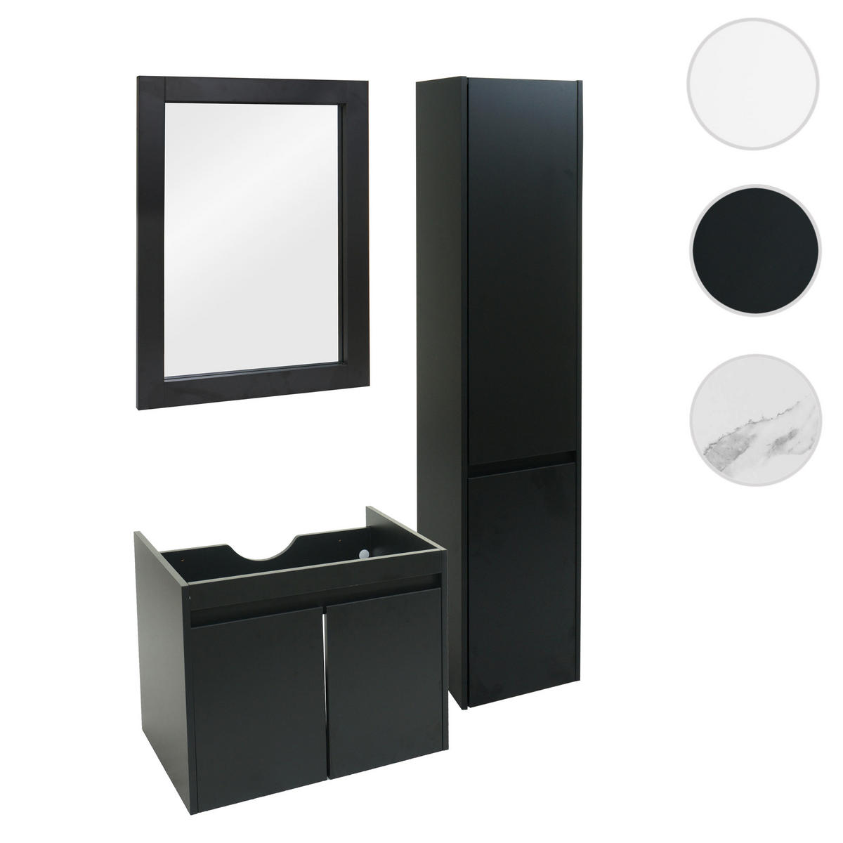 BADEZIMMERSET Schwarz 3er-Set - Schwarz, Holzwerkstoff (100/160/40cm) - MCW