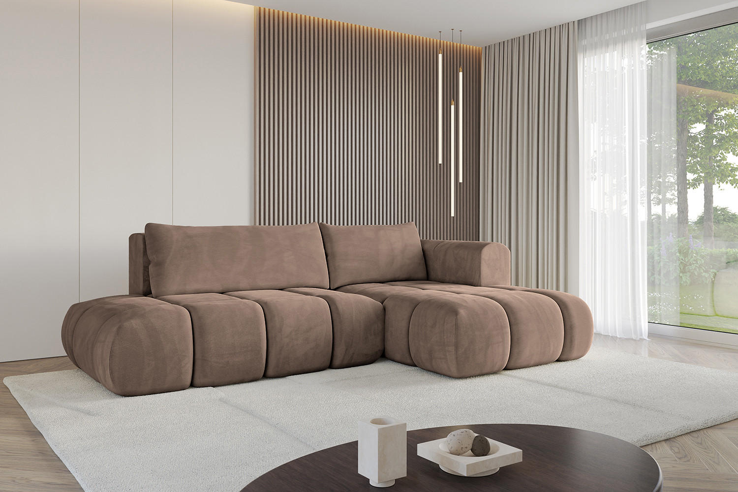 Thumbnail - Altdecor Ecksofa, Braun, Textil, 4-Sitzer, L-Form, Ottomane rechts, 280x185 cm, Wohnzimmer, Sofas & Couches, Wohnlandsch...