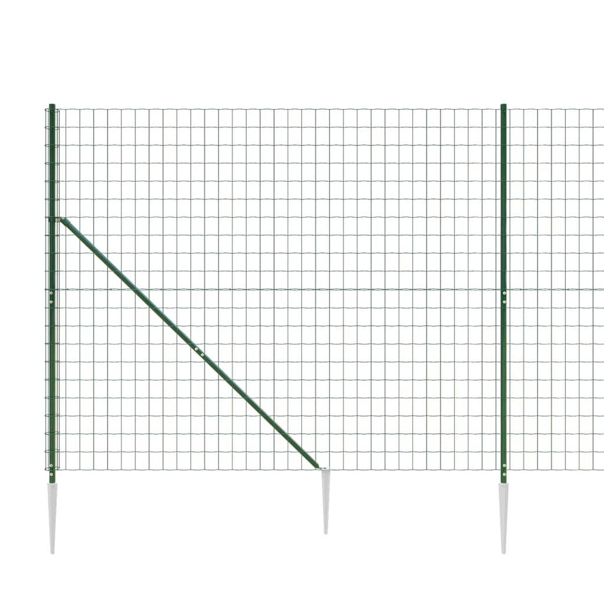 GARTENZAUN, Maschendrahtzaun mit Bodenhülsen, 1,4/25 m, aus Stahl und PVC, Grün - Grün, Metall (2500/140cm) - vidaXL