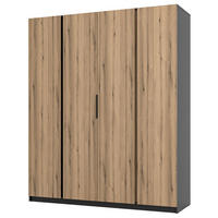 KLEIDERSCHRANK Kaja Eiche/ Schwarz 200 cm - Eichefarben/Schwarz, Holzwerkstoff/Metall (200/239/61.9cm) - Selsey