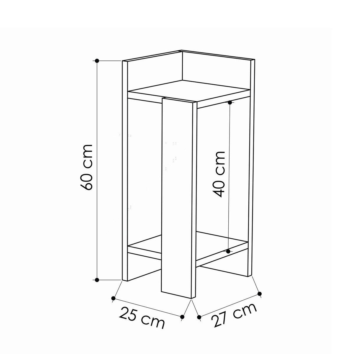 SADA 2 nočních stolků, výška 60 cm - ELOS - černá, kompozitní dřevo (27/60/25cm) - Calicosy