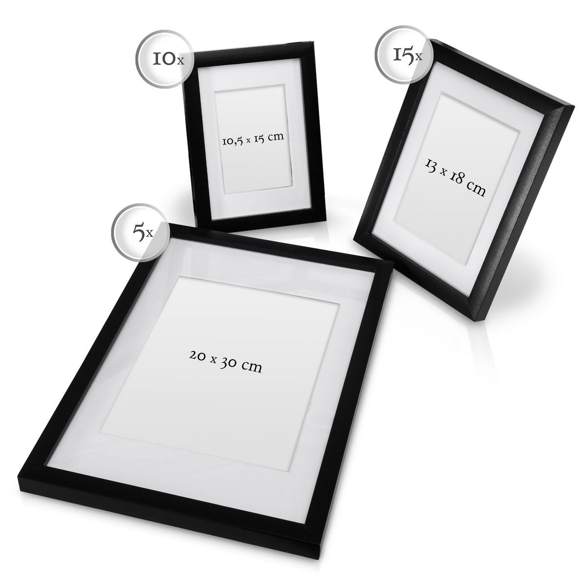 BILDERRAHMEN Emotion MDF Schwarz (30tlg) - Schwarz, Holzwerkstoff (34/2/36cm) - BoMoe