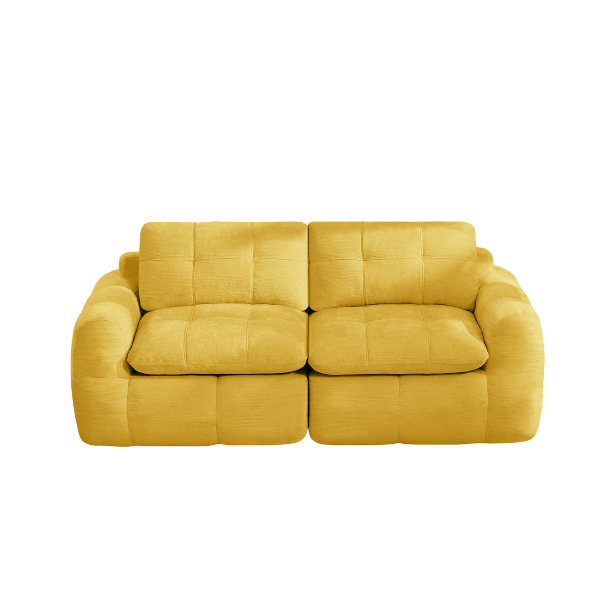 2-SITZER-SOFA DE-34464 quadratische Tuftung und 32D-Schaum Gelb - Gelb, Textil (97/68/194cm) - ComfortXL