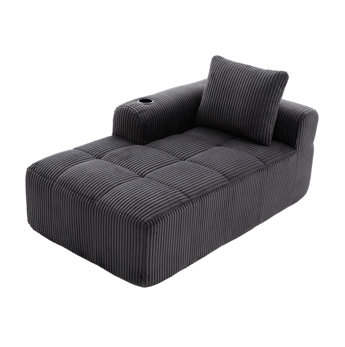 SOFA mit Seitenfächern und Becherhaltern 158 x 93 cm Cord Dark Gray - Dunkelgrau, Kunststoff (158/61/93cm) - Meubliv