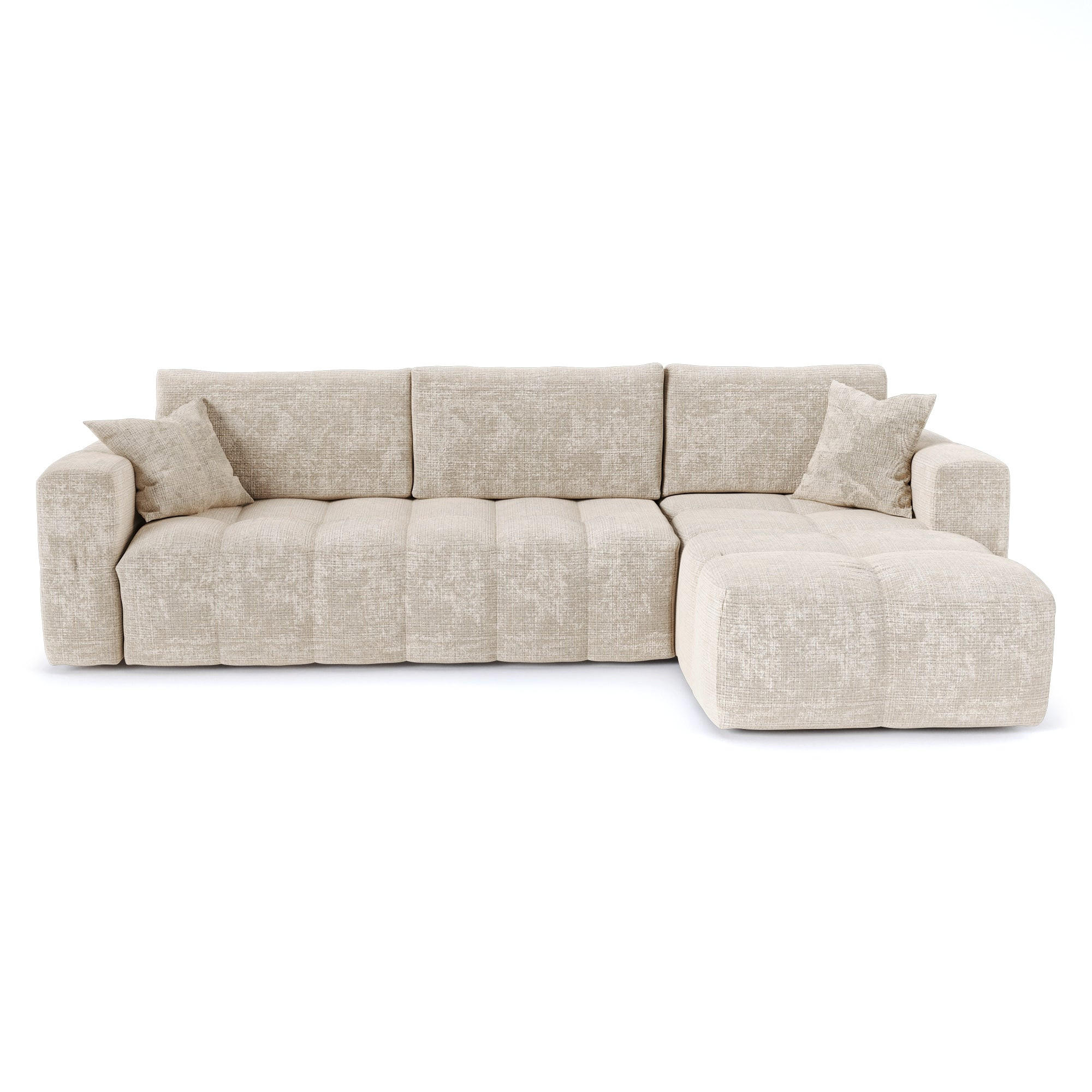 ECKSOFA rechtwinklig VIBE Geprägter Samt Creme 286cm - Creme, Textil (286/165cm) - Premium Interiors