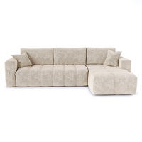 ECKSOFA rechtwinklig VIBE Geprägter Samt Creme 286cm - Creme, Textil (286/165cm) - Premium Interiors
