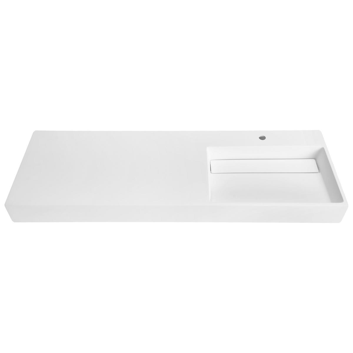 HÄNGEWASCHBECKEN Weiß 150/48 cm Mineralguss Cusco - Weiß, Naturmaterialien (150/13/48cm) - Beliani
