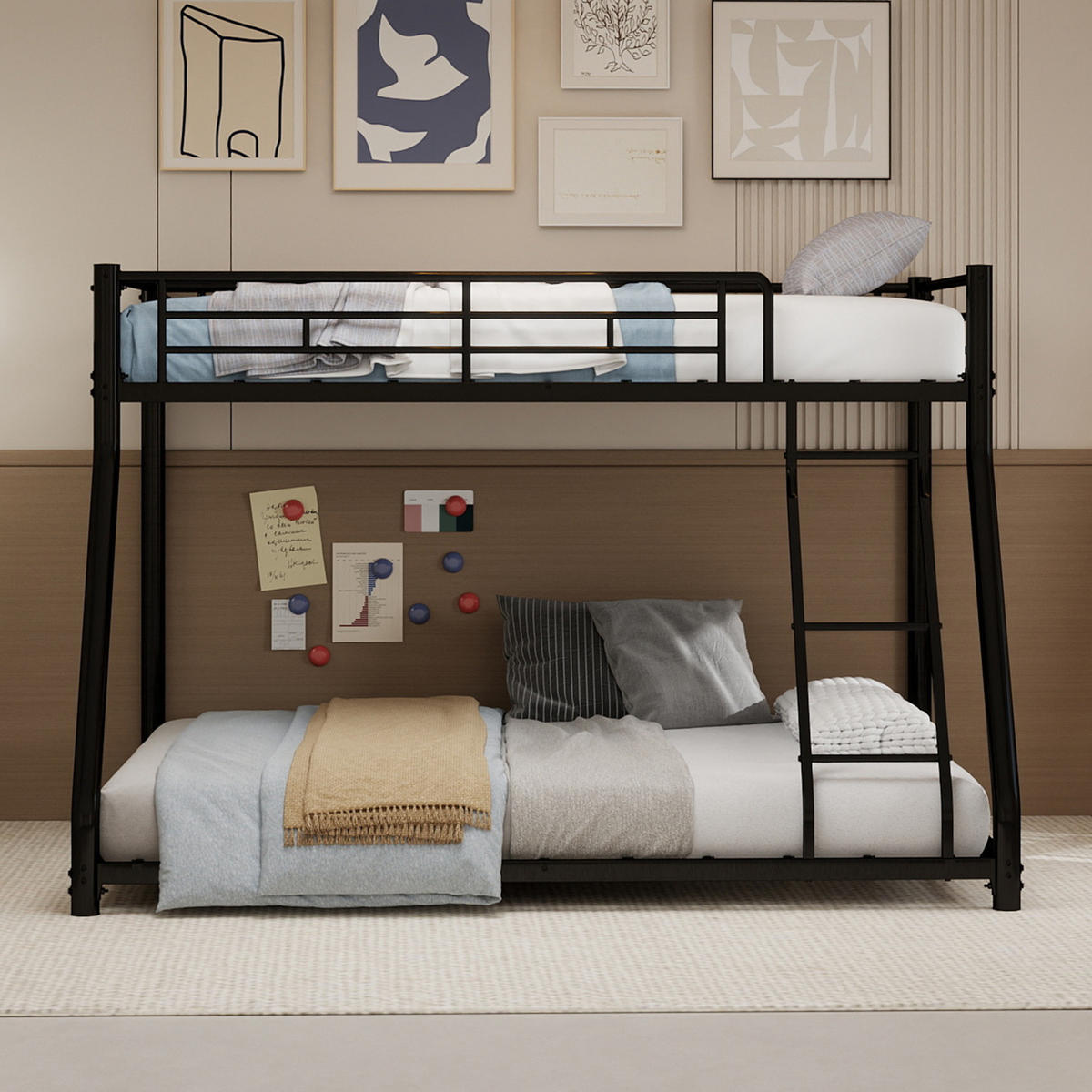 ETAGENBETT Twin-over-Full Metall - Schwarz, Metall (140/190cm) - ComfortXL