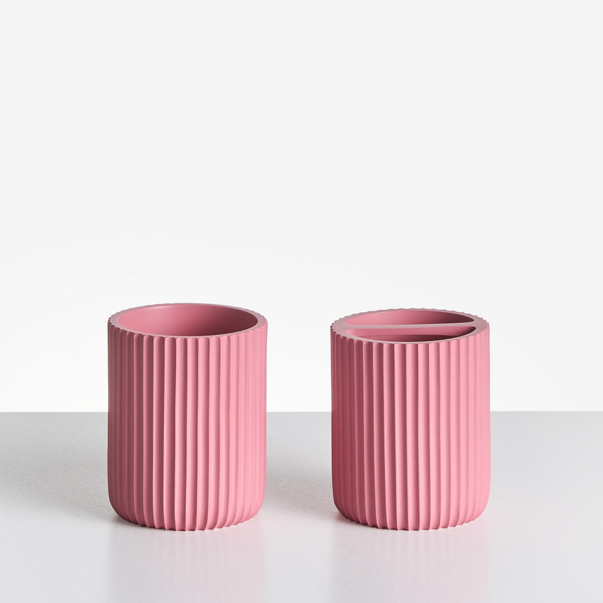 BADACCESSOIRES Set 5-teilig Rosa Camana - Pink, Kunststoff (8/10/8cm) - Beliani