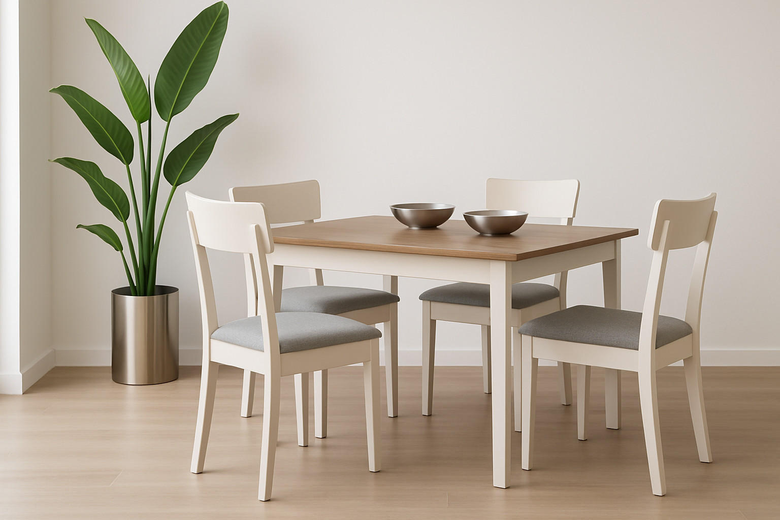STUHL Hugo 1 (2er Set) - Beige/Cappuccino, Holz (43/86/40cm) - Leaf Design