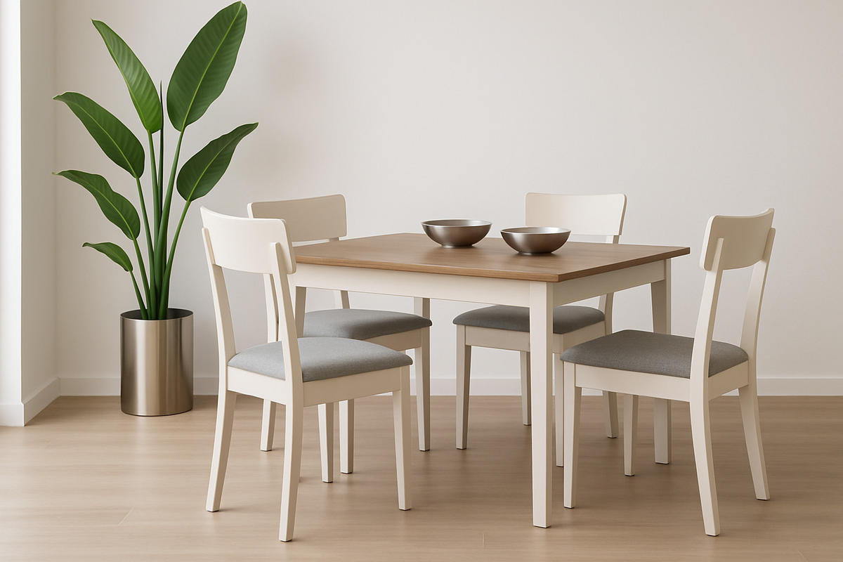 STUHL Hugo 1 (6er Set) - Beige/Cappuccino, Holz (43/86/40cm) - Leaf Design