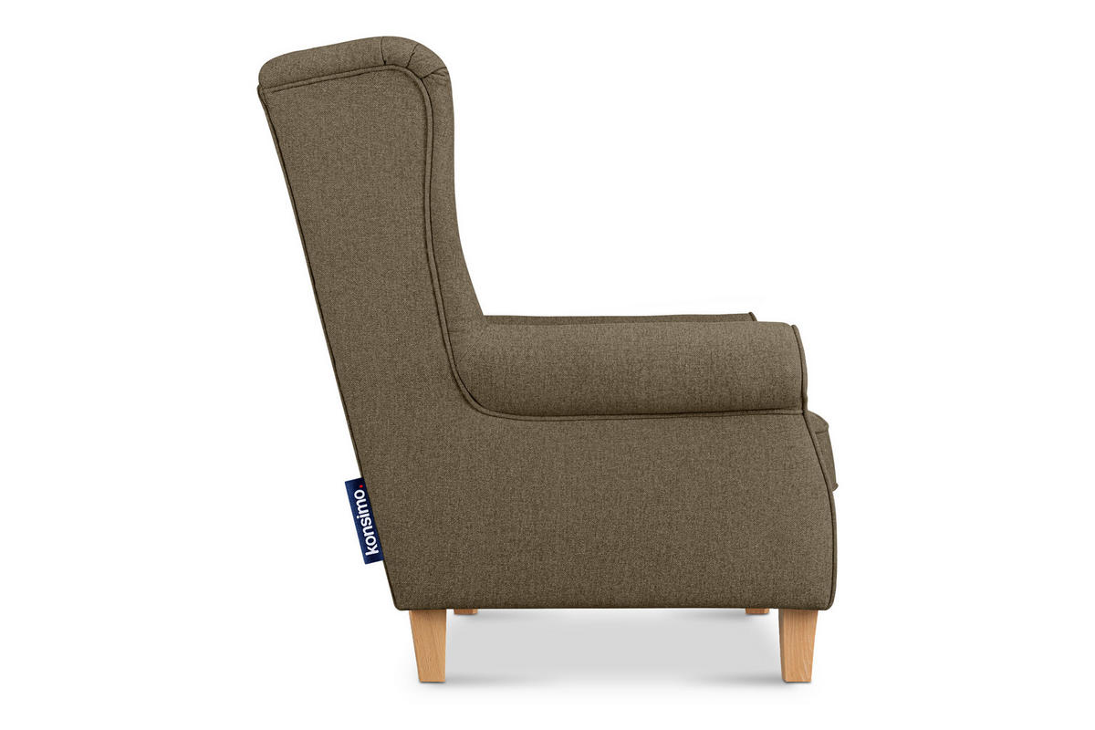 OHRENSESSEL MILES Massivholzbeine buche, braun - Braun, Holzwerkstoff/Buchenholz (82/105/97cm) - KONSIMO®