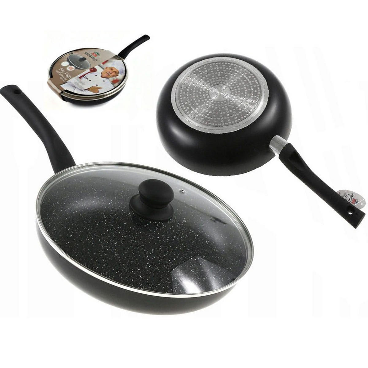 PFANNE Schwarz 22/22/5 cm KH3956 - Schwarz, Glas (22cm) - Kinghoff 